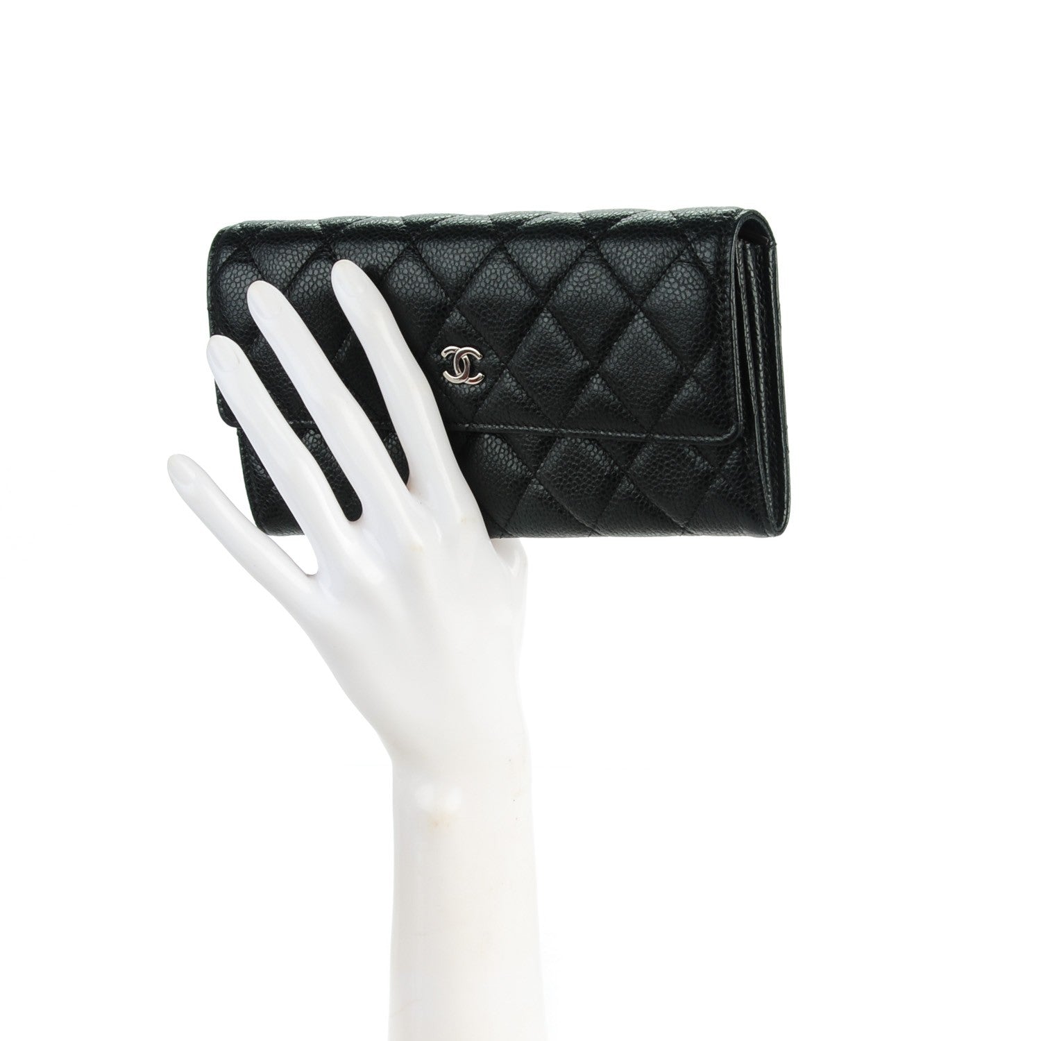Chanel Caviar Quilted Long Flap Wallet Black 2 of 8