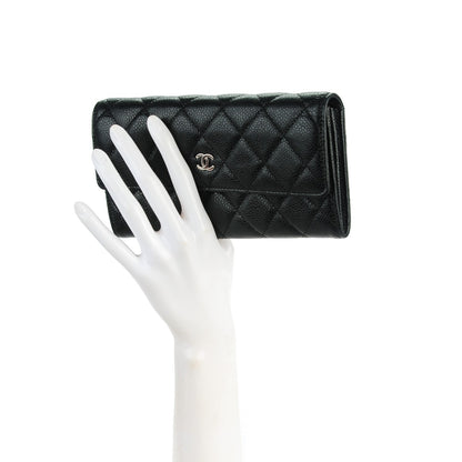 Chanel Caviar Quilted Long Flap Wallet Black 2 of 8