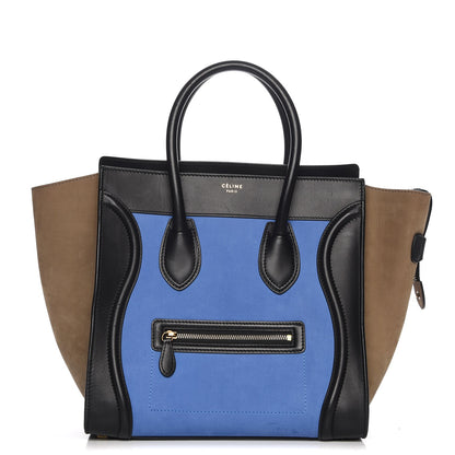 Celine Nubuck Smooth Calfskin Mini Tri-Color Luggage Royal Blue 1 of 7