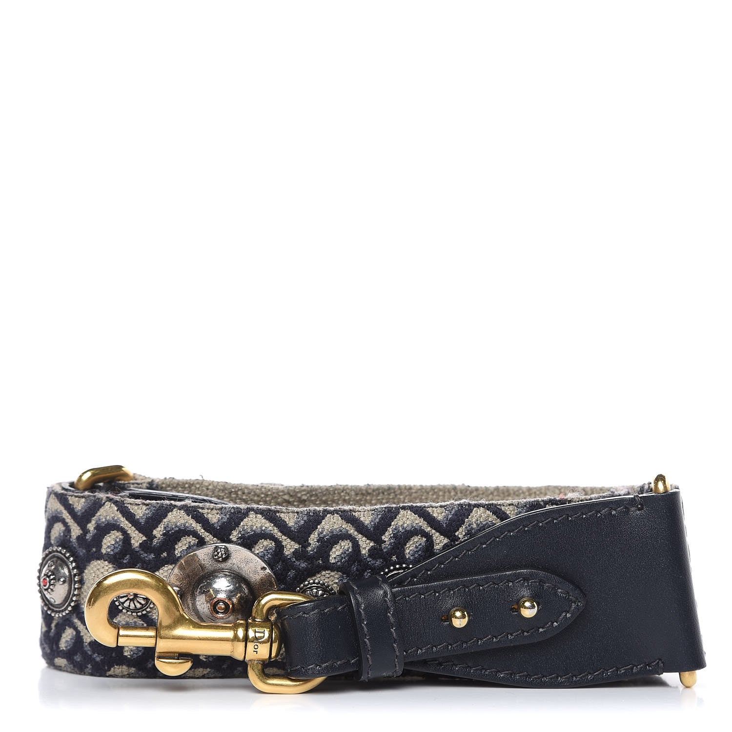 Christian Dior Oblique Studded Shoulder Strap Blue 1 of 7