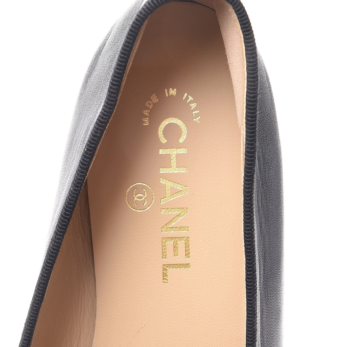Lambskin Patent CC Cap Toe Ballerina Flats 41.5 Black