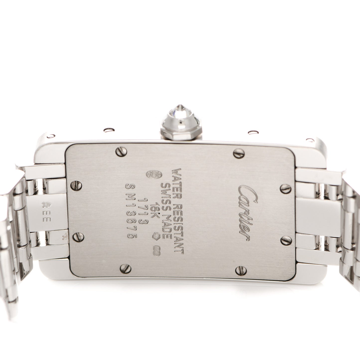 18K White Gold Diamond 19mm Tank Americaine Quartz Watch