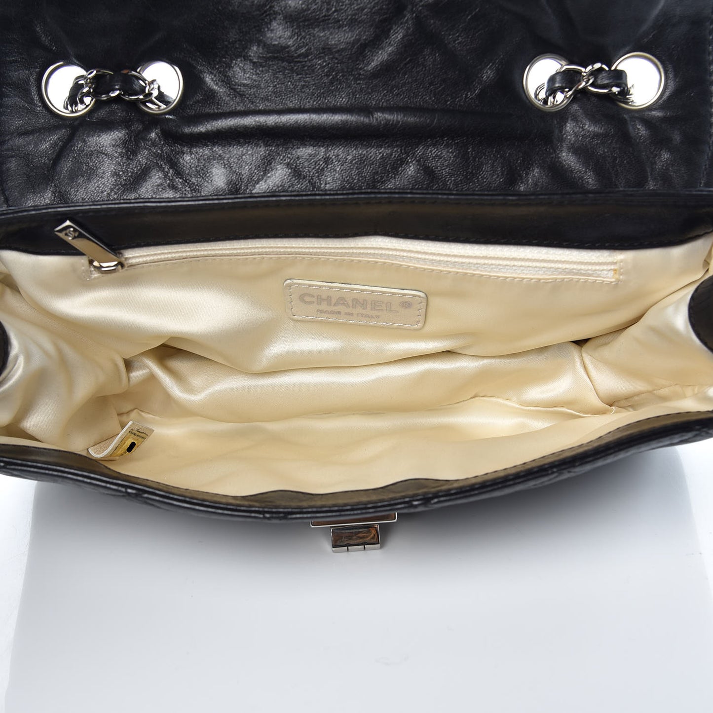 Lambskin East West Accordion Flap Black