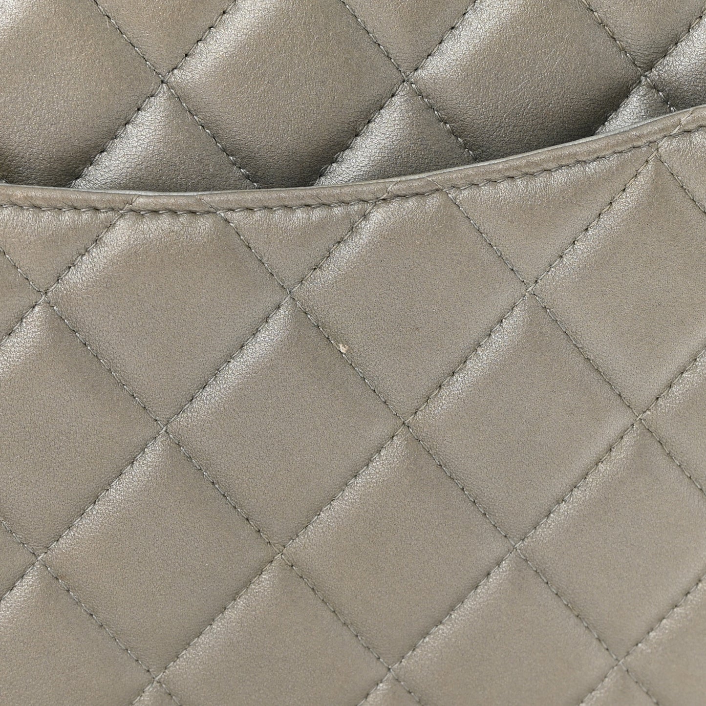Lambskin Quilted Clutch With Chain Flap Grey