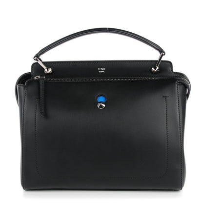 Fendi Vitello Baltico Dolce DotCom Satchel Black Blue Royal 1 of 8