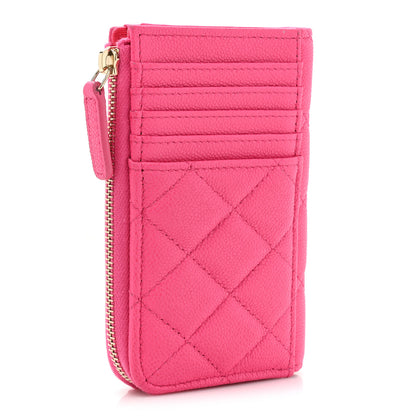 Chanel Caviar Quilted CC Zip Around Card Holder Pink 4 of 12