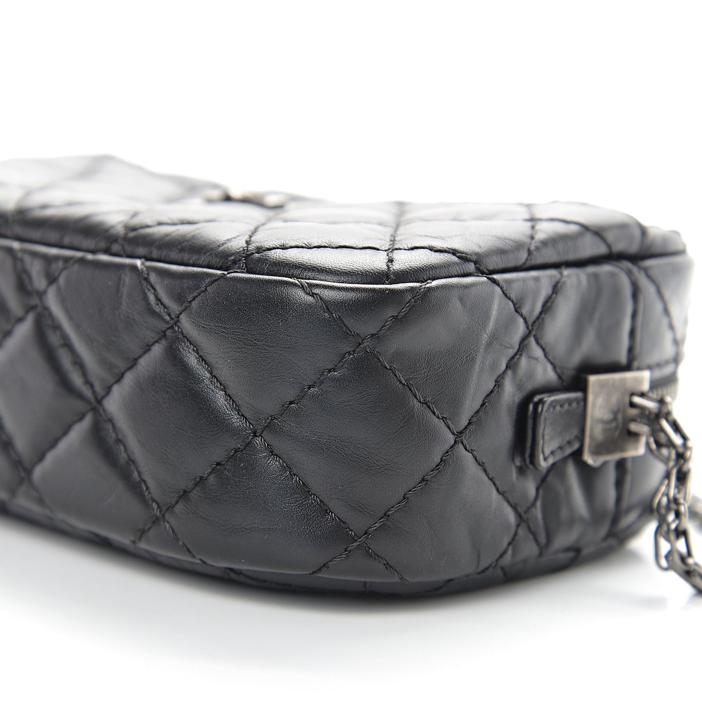 Aged Calfskin Quilted Mini Reissue Camera Case Black