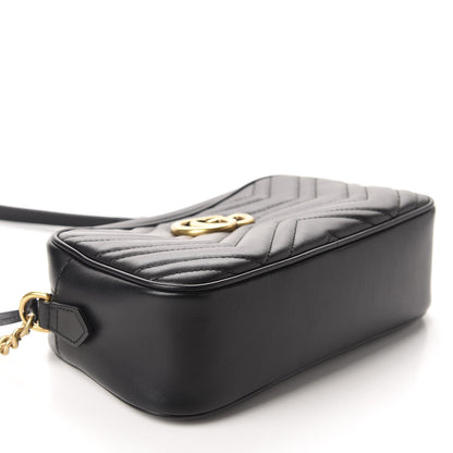 Gucci Calfskin Matelasse Small GG Marmont Chain Shoulder Bag Black 4 of 13