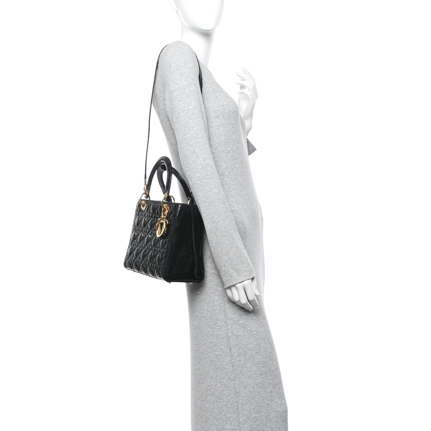 Christian Dior Patent Cannage Medium Lady Dior Black 2 of 14