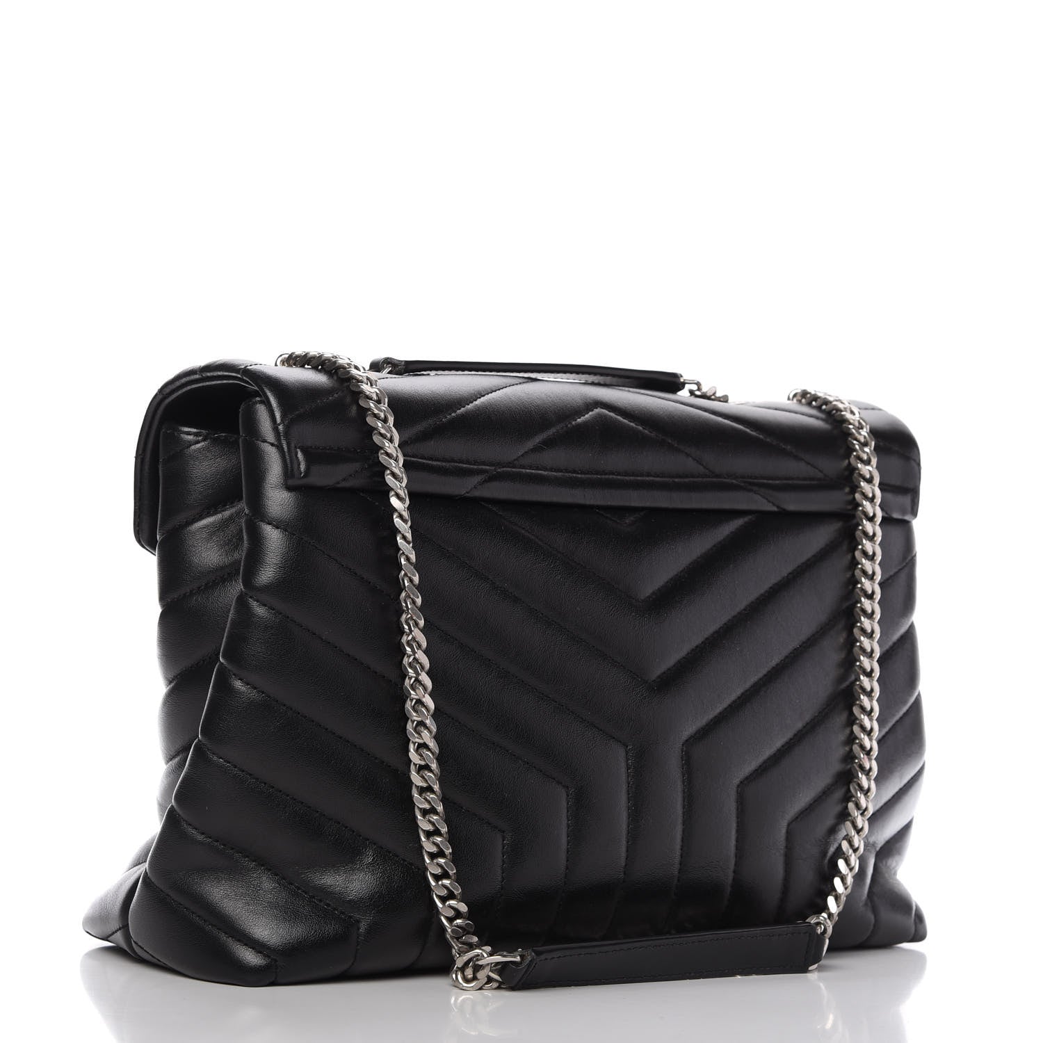 Saint Laurent Calfskin Y Quilted Monogram Medium Loulou Chain Satchel Black 3 of 12