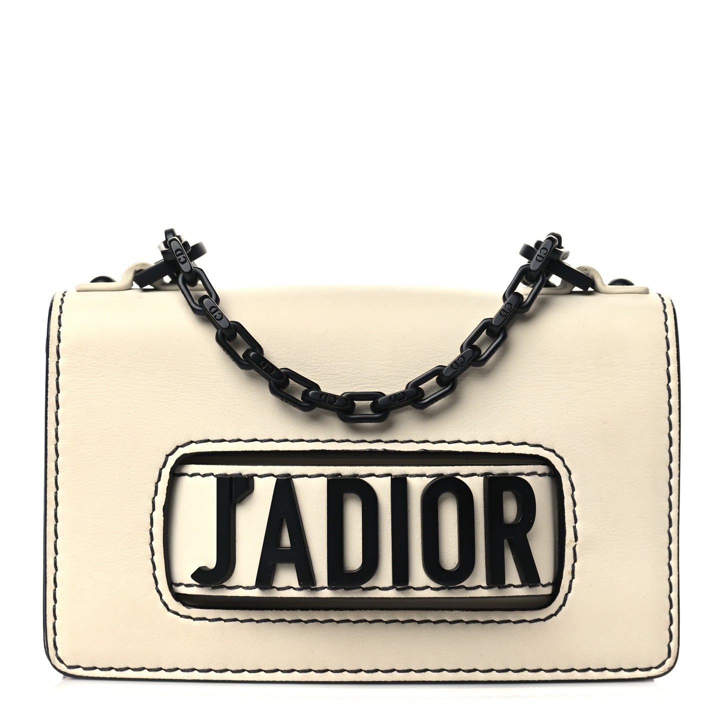 Smooth Calfskin Mini J'Adior Chain Flap Bag Off White