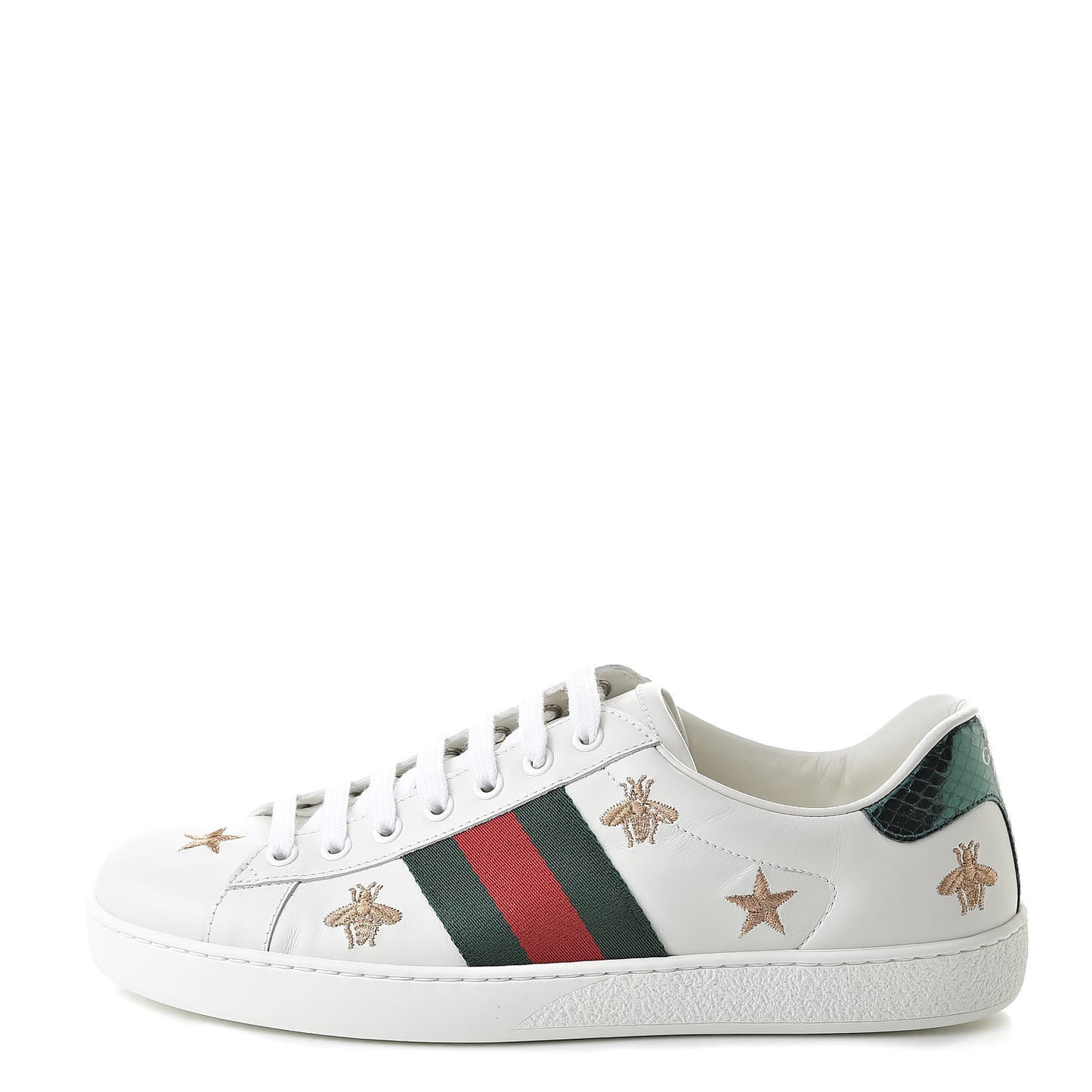 Calfskin Ayers Web Bee Star Embroidered Mens Ace Sneakers 6 White Green