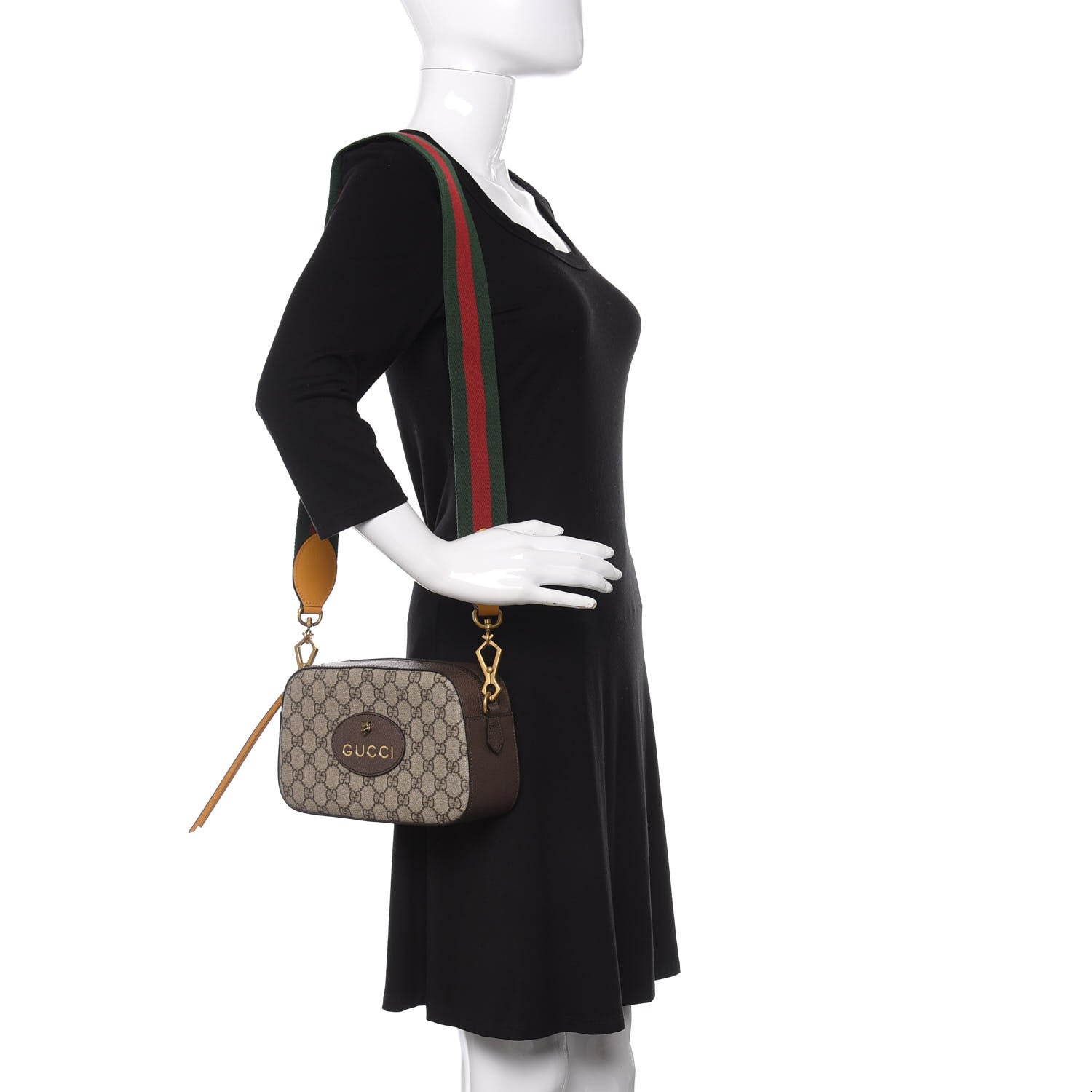 Gucci GG Supreme Monogram Web Neo Vintage Shoulder Bag Beige New Acero Crop 2 of 12