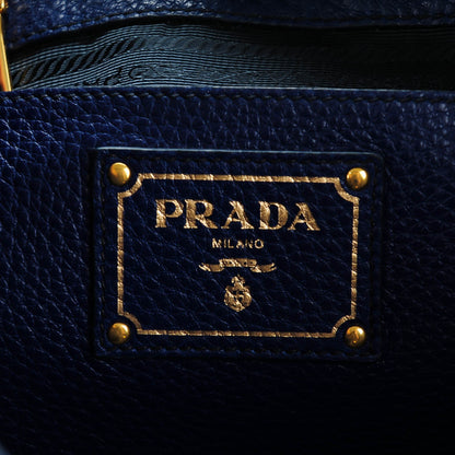 Prada Vitello Daino Side Pocket Shoulder Bag Inchiostro 6 of 8