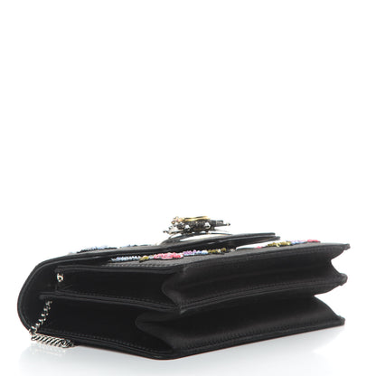 Alexander McQueen Satin Floral Embroidered Mini Insignia Flap Black 4 of 12