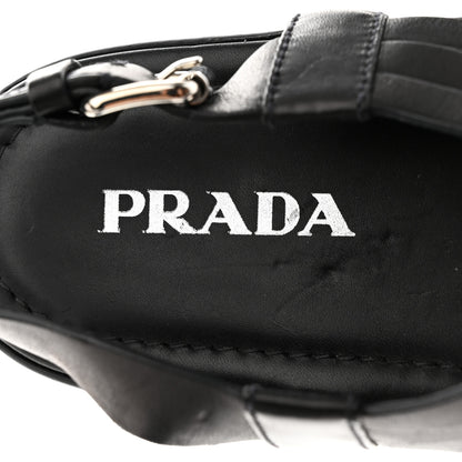 Prada Natural Calfskin Buckled Slingback 30mm Sandals 38 Black 7 of 8