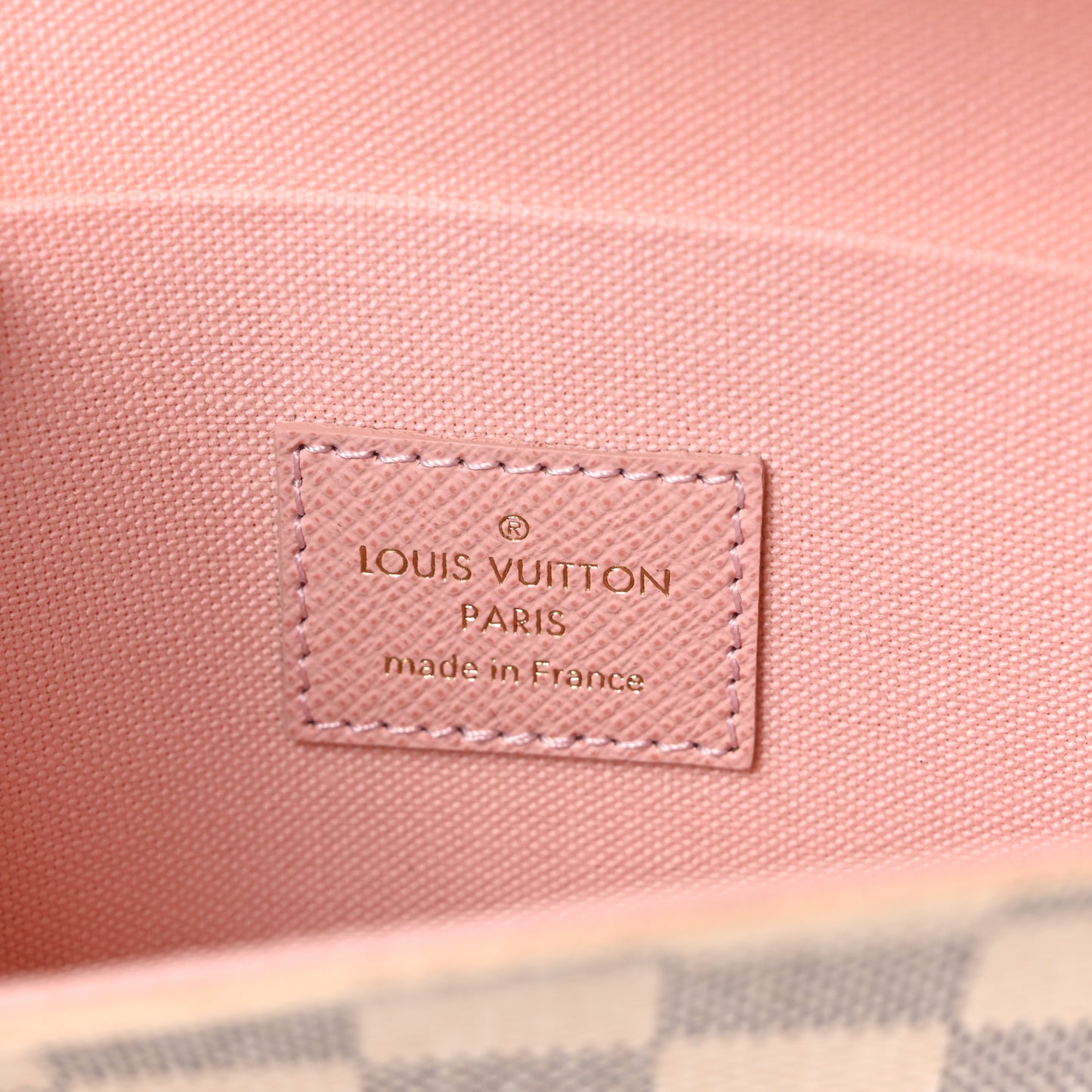 Damier Azur Pochette Felicie Chain Wallet Rose Ballerine