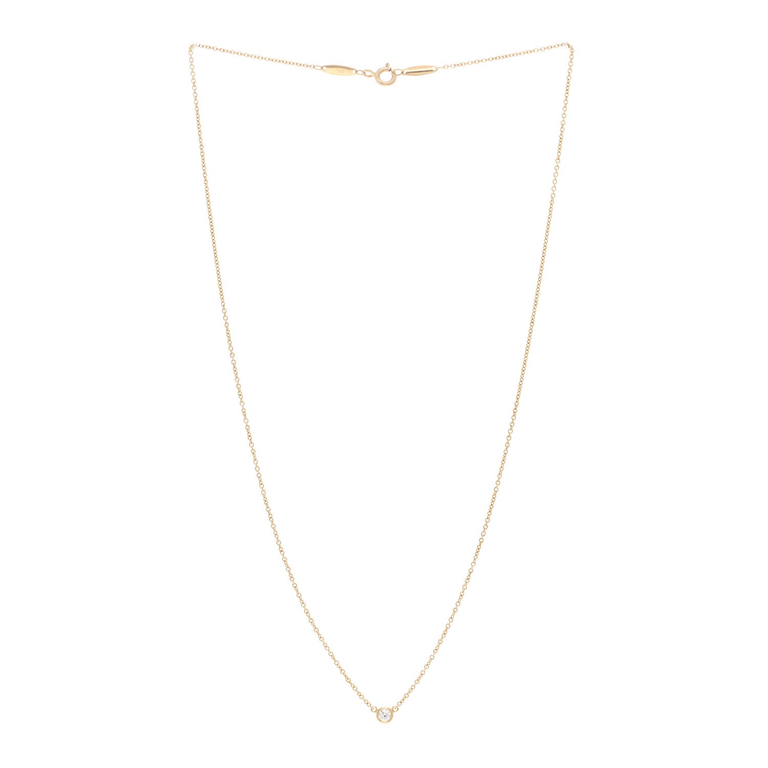 Tiffany 18K Yellow Gold Diamond .10ct Elsa Peretti Diamonds by the Yard Pendant Necklace 3 of 5