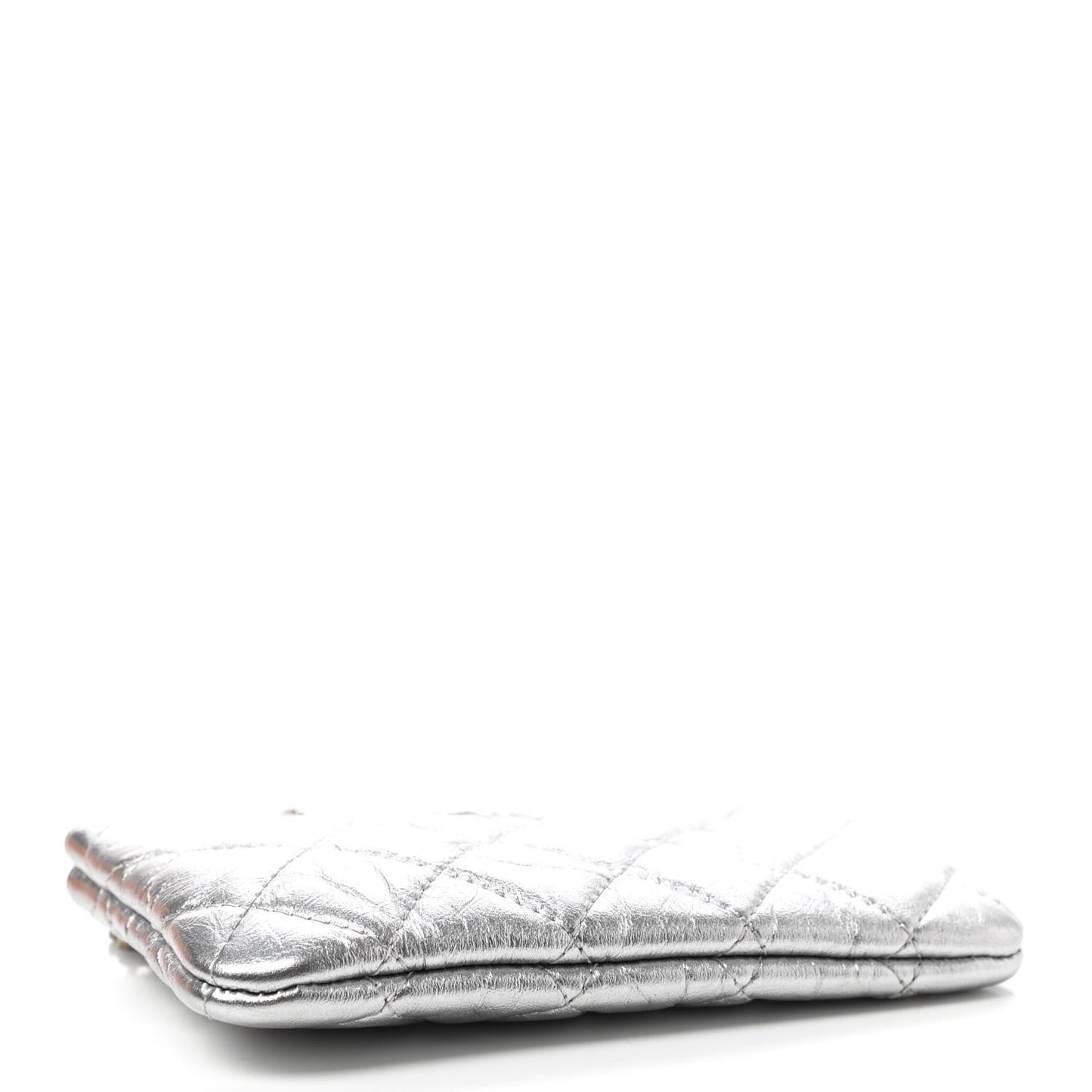 Metallic Lambskin Small Ground Control Cosmetic Case Silver