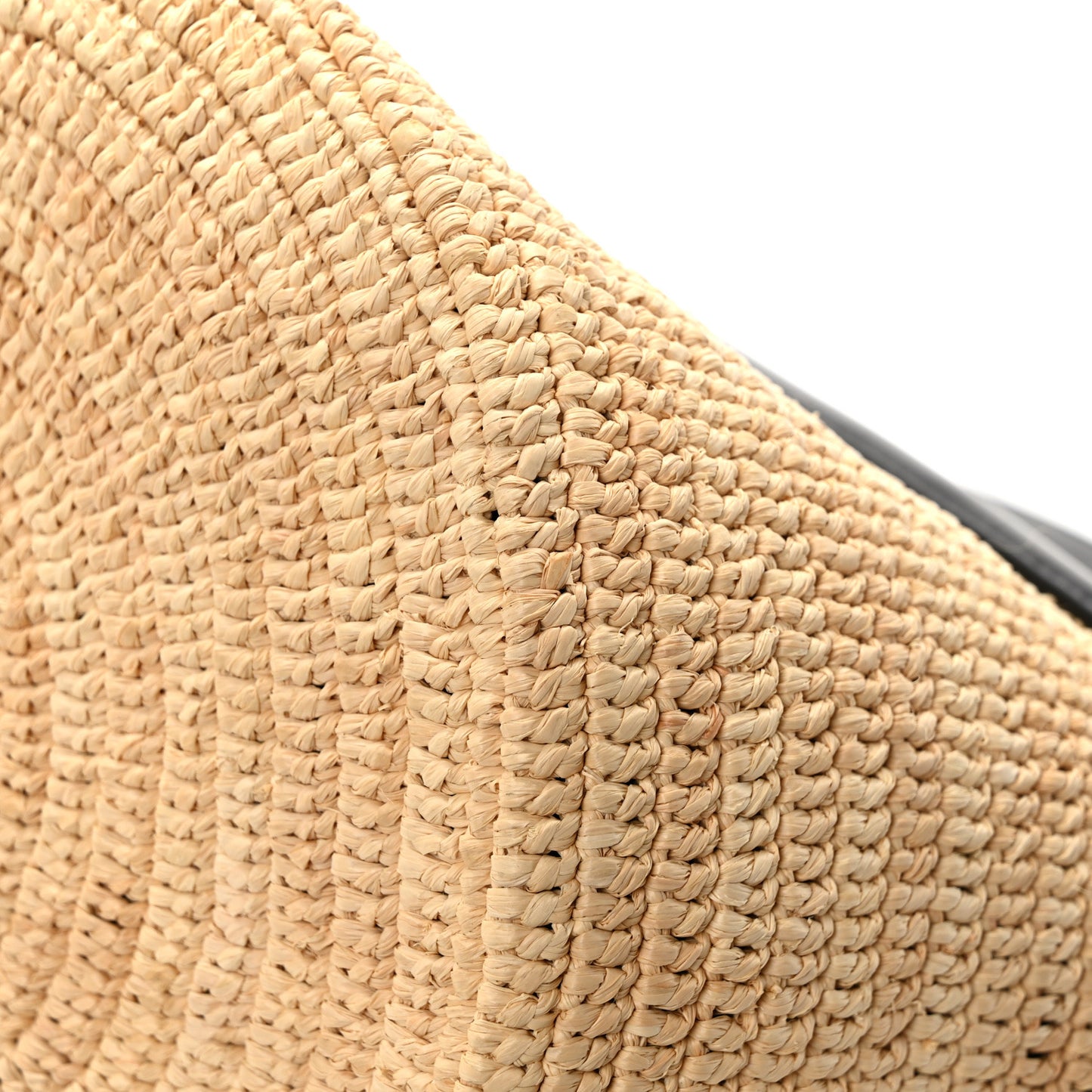 Raffia Calfskin Basket Bag Natural Black