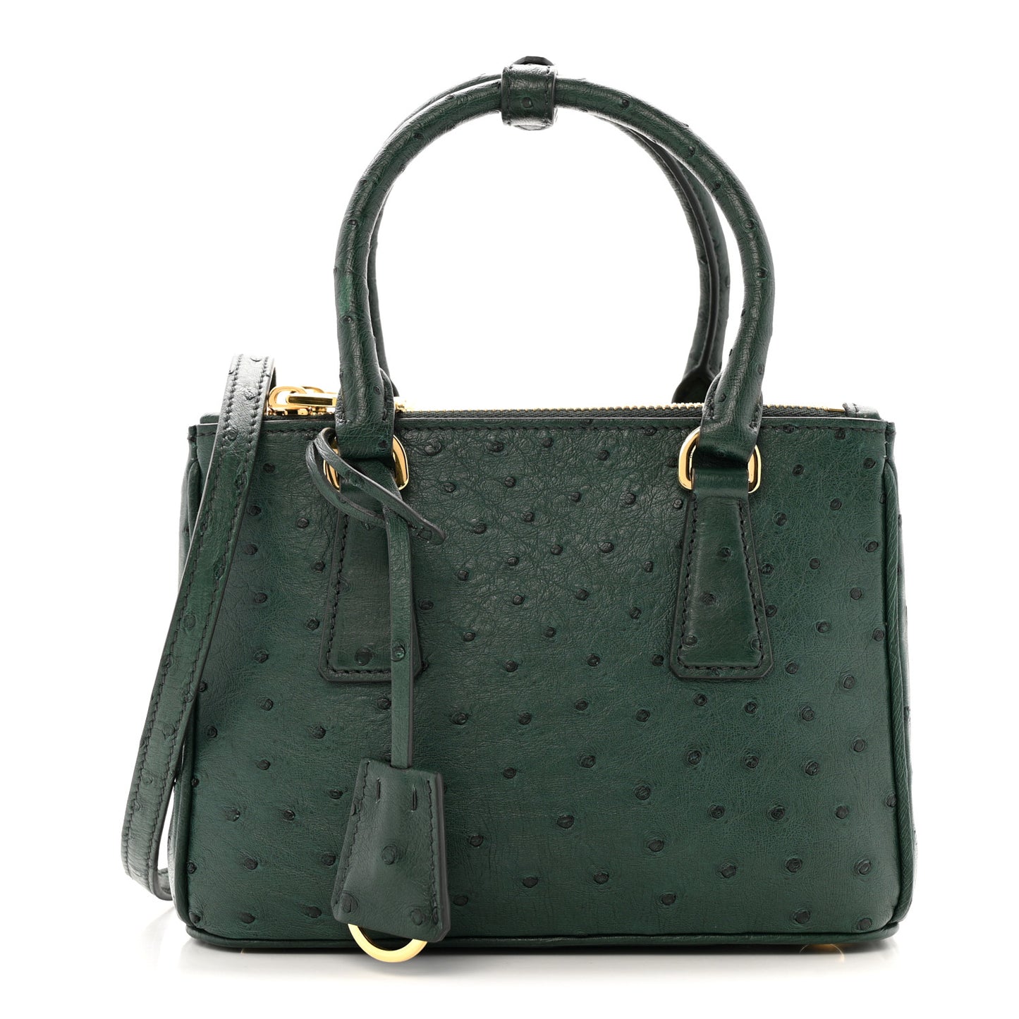 Ostrich Mini Galleria Double Zip Tote Smeraldo