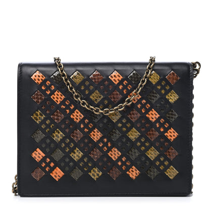 Bottega Veneta Nappa Intrecciato Snakeskin Stained Glass Montebello Crossbody Black 1 of 4