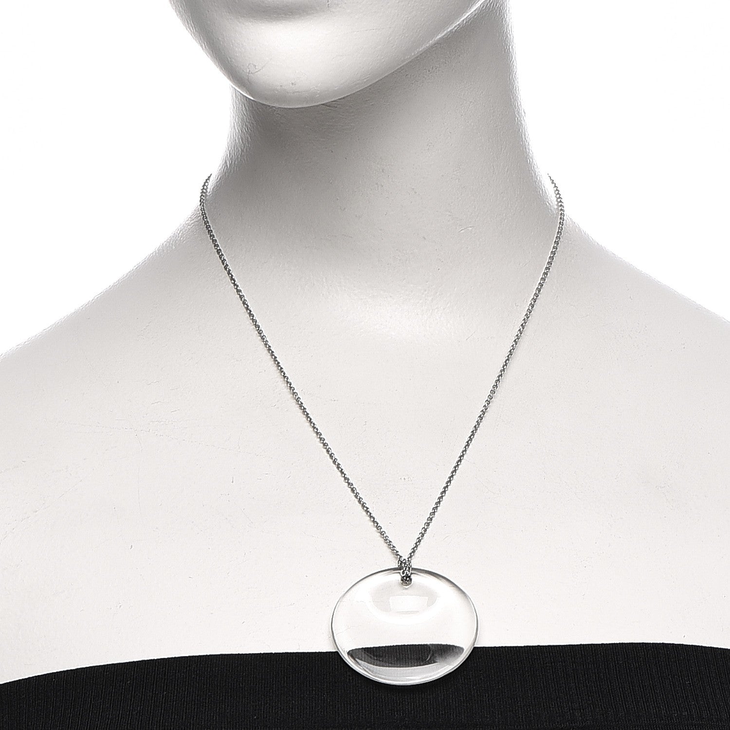 Tiffany Platinum Rock Crystal Elsa Peretti Disc Pendant Necklace 2 of 7