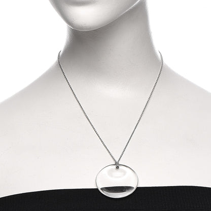 Tiffany Platinum Rock Crystal Elsa Peretti Disc Pendant Necklace 2 of 7