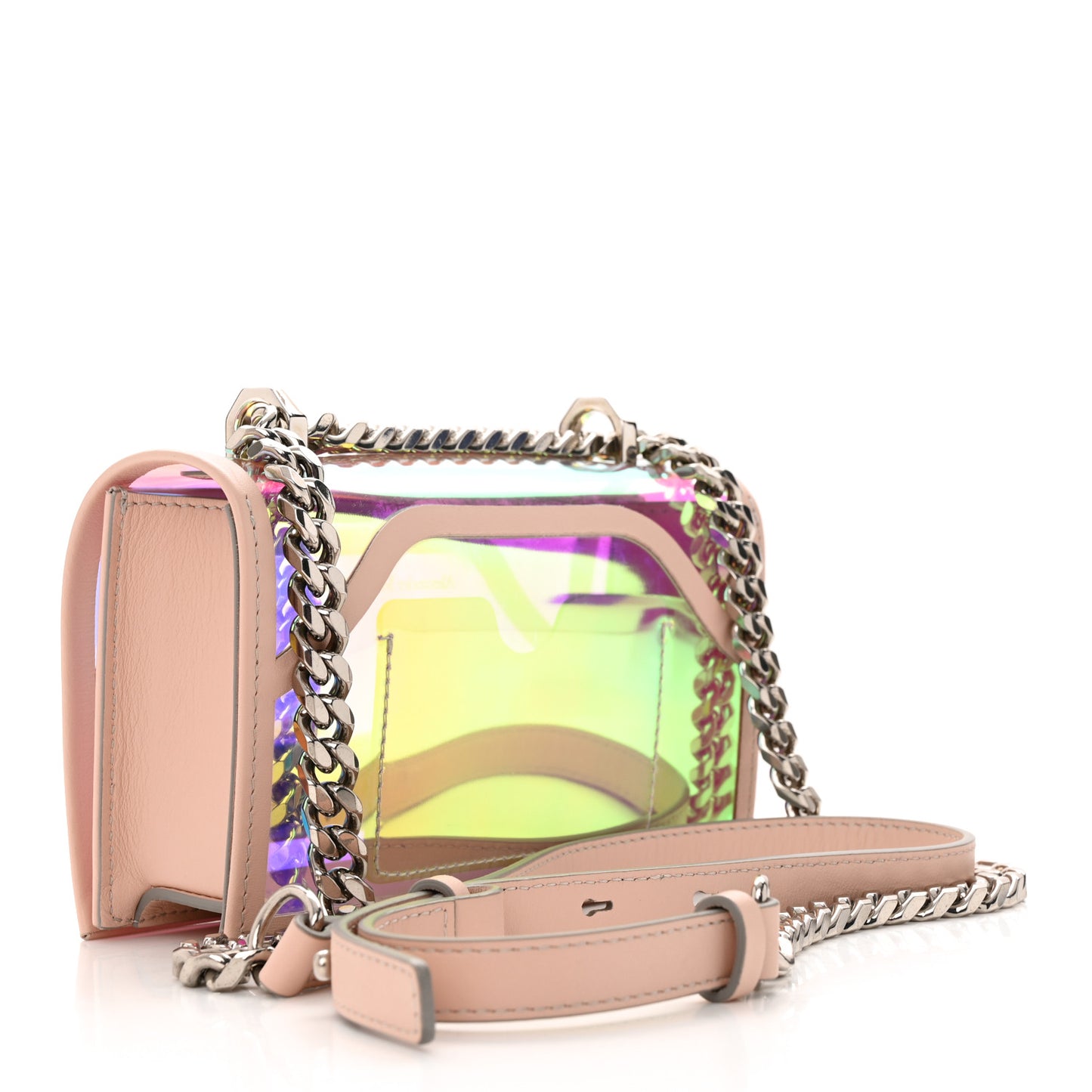 Iridescent PVC Calfskin Mini Knuckle Crossbody