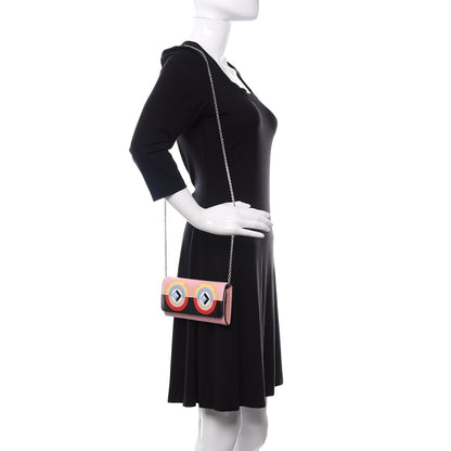 Fendi Vitello Elite Century Hypnoteyes Studded Continental Wallet On Chain Bubblegum Multicolor 2 of 9