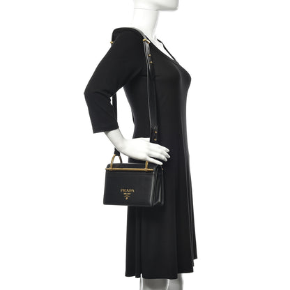 Prada Vitello Antic Soft Pattina Shoulder Bag Black 2 of 14