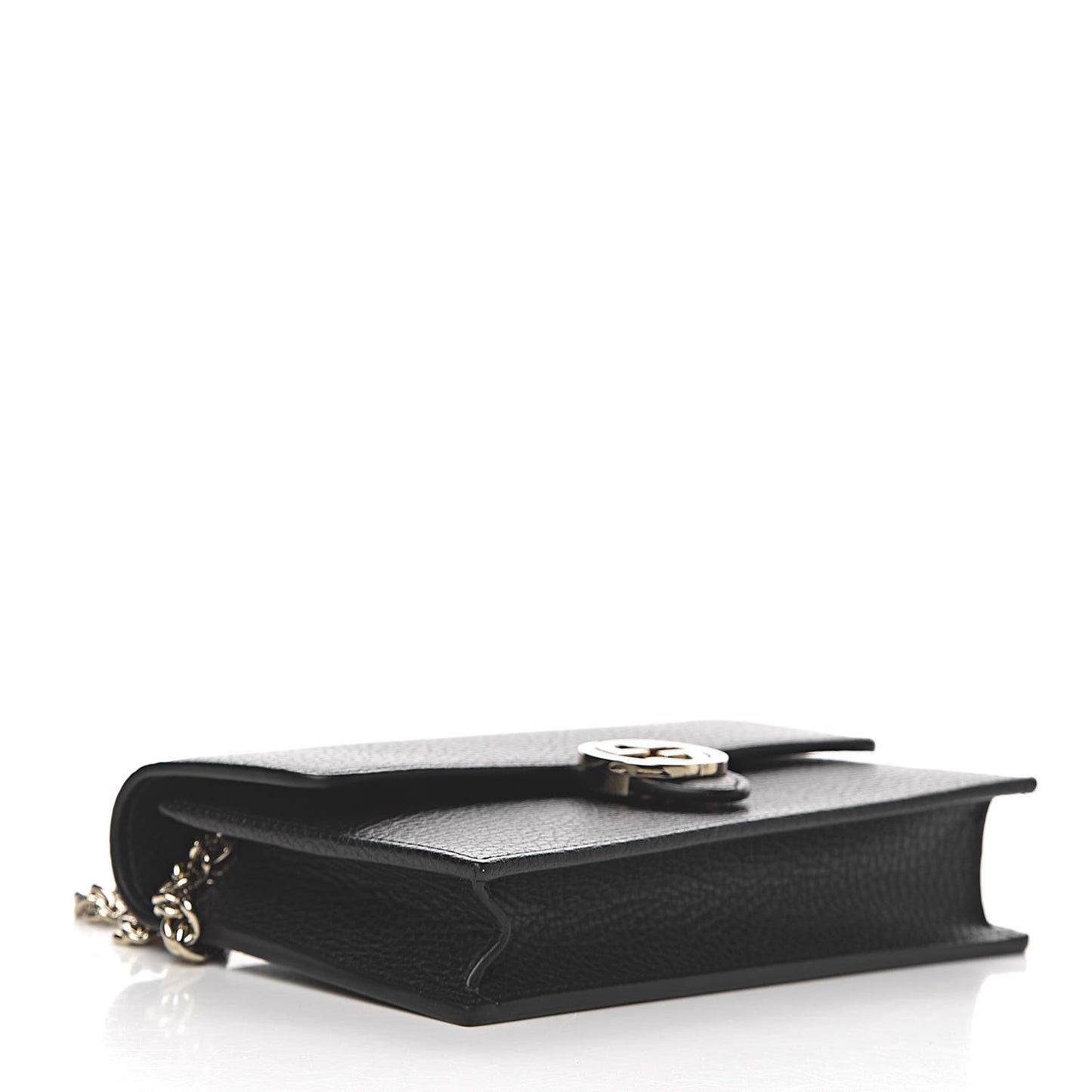 Dollar Calfskin Interlocking G Chain Wallet Black
