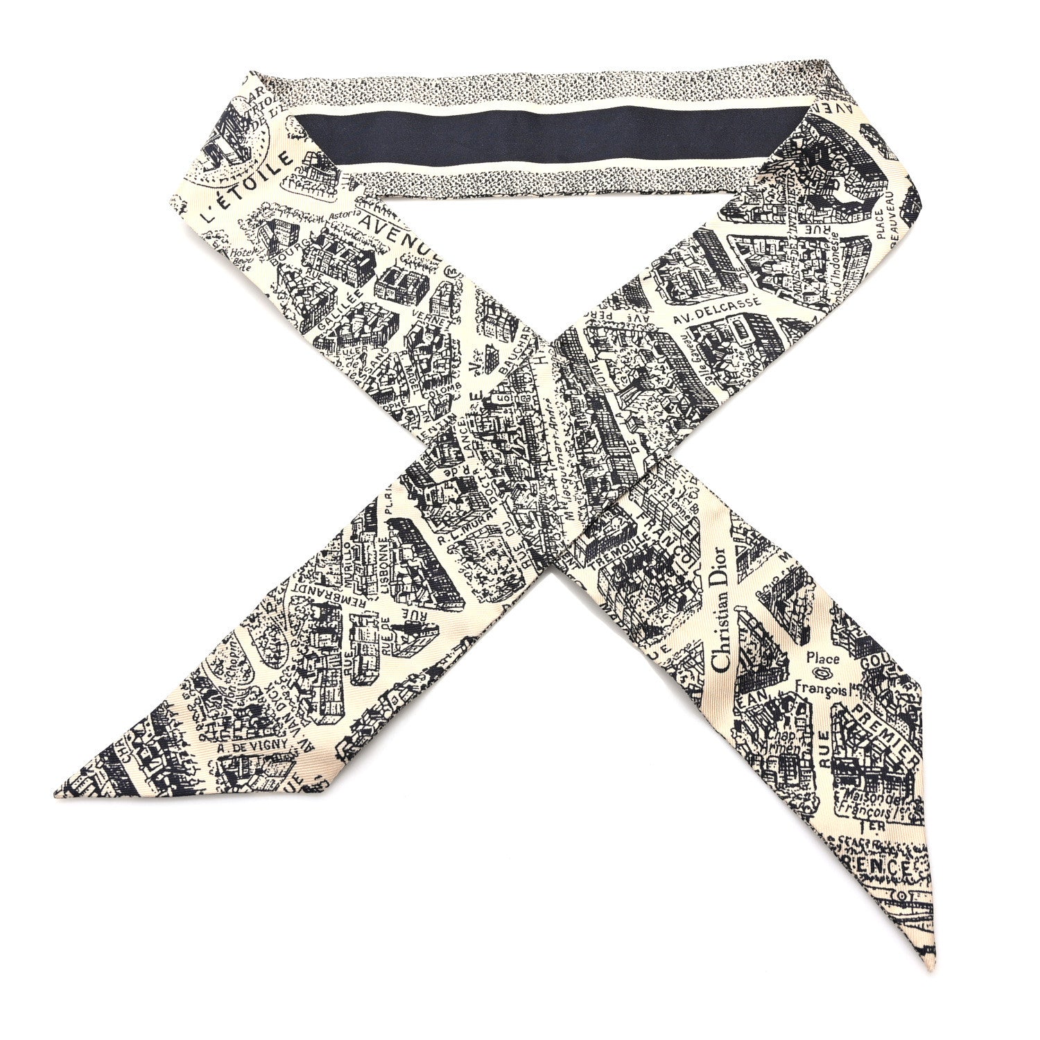 Christian Dior Silk Plan De Paris Mitzah Scarf Beige Black 1 of 3