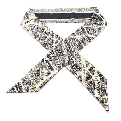 Christian Dior Silk Plan De Paris Mitzah Scarf Beige Black 1 of 3