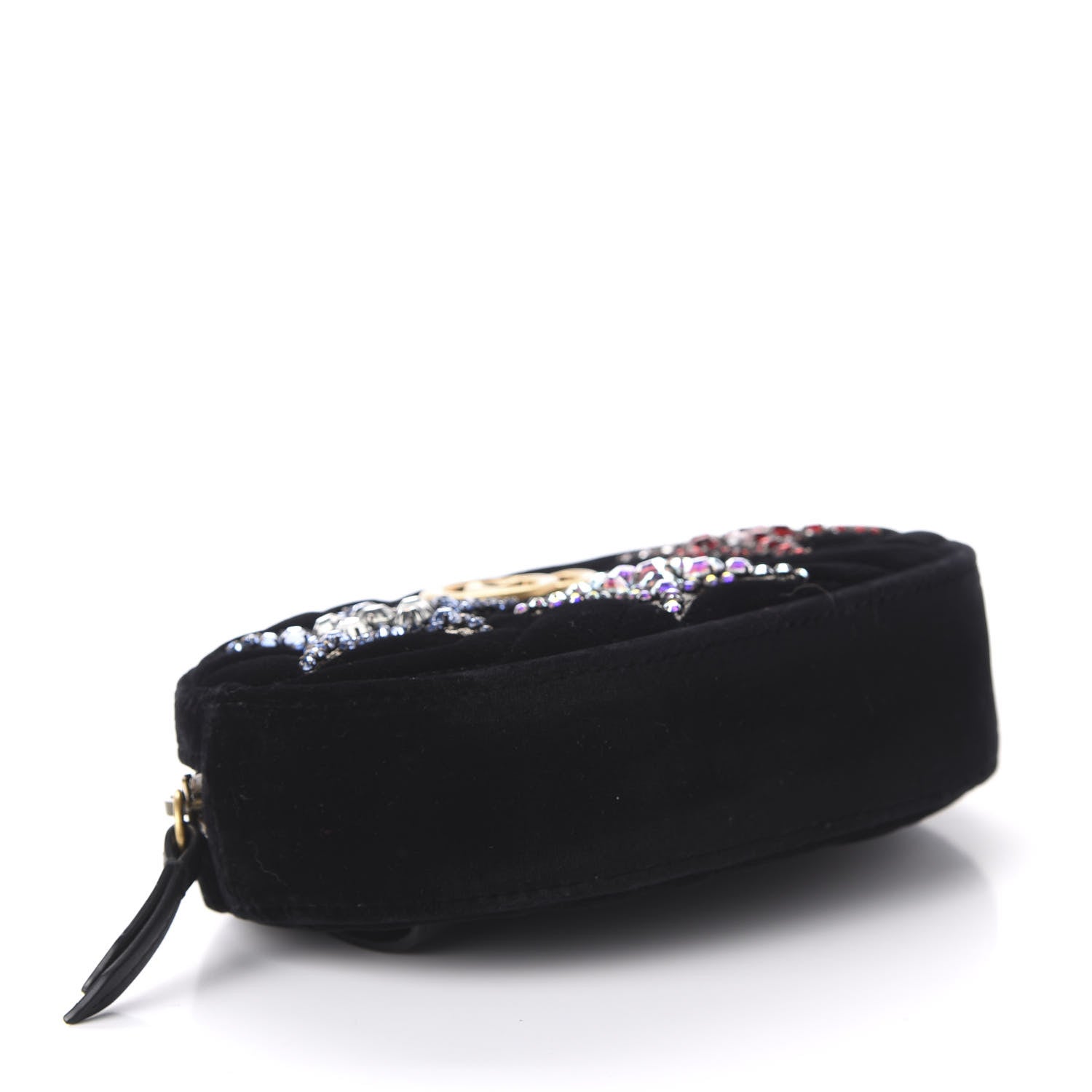 Gucci Velvet Matelasse Crystal Star GG Marmont Belt Bag 65 26 Black 4 of 10