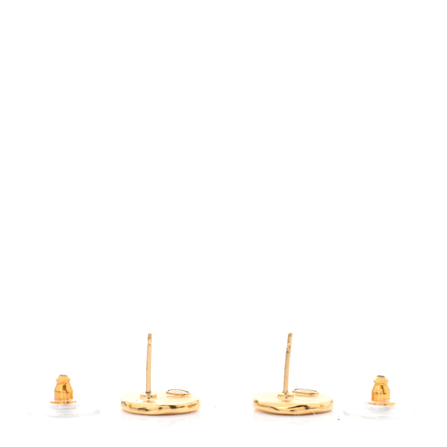 Chanel Crystal Papyrus Stud Earrings Gold 3 of 5