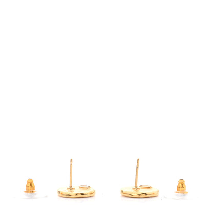Chanel Crystal Papyrus Stud Earrings Gold 3 of 5
