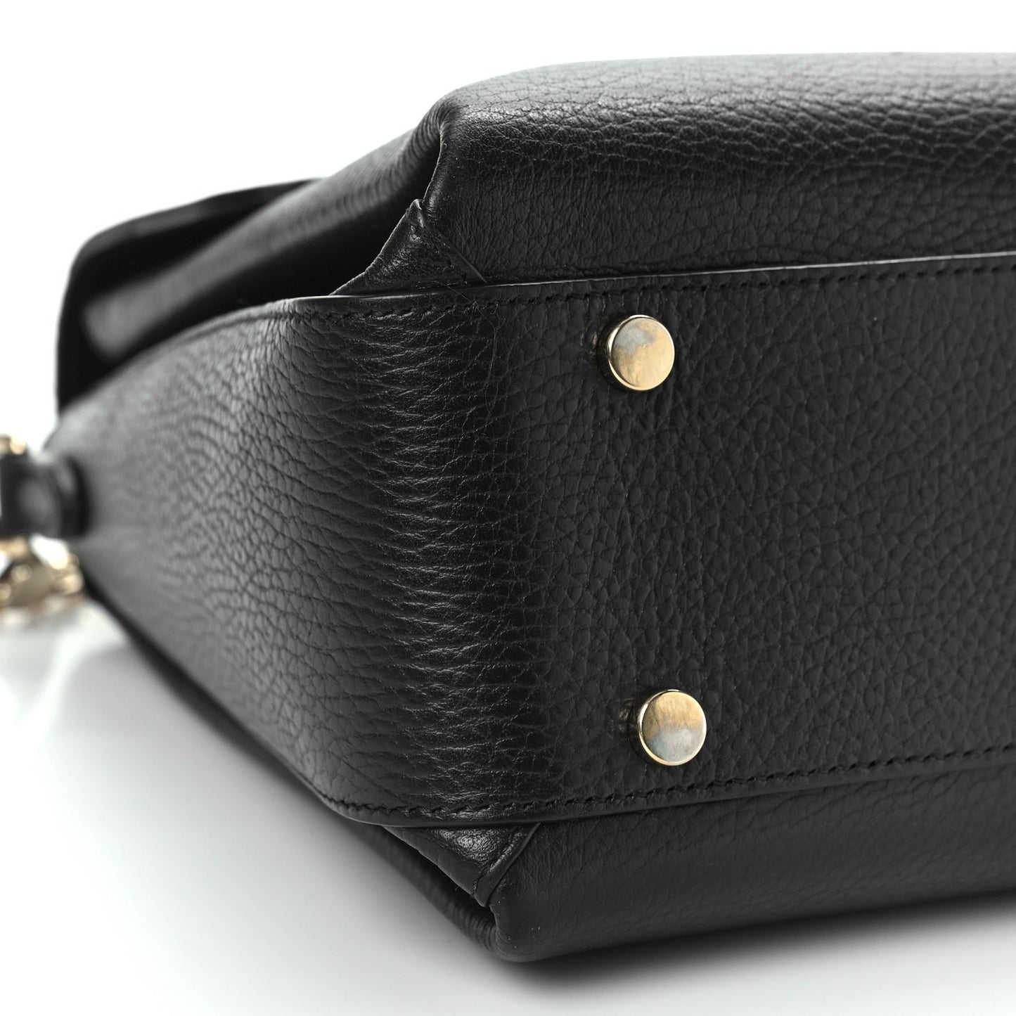 Dollar Calfskin Medium Interlocking G Top Handle Shoulder Bag Black