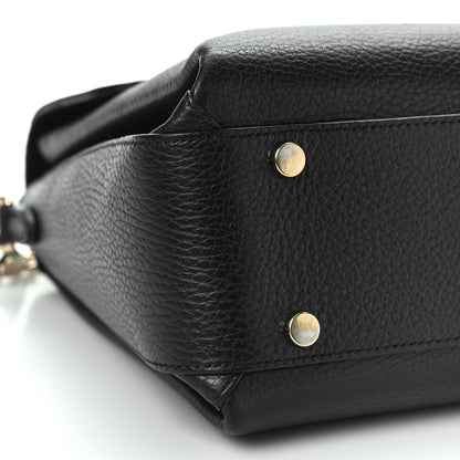 Gucci Dollar Calfskin Medium Interlocking G Top Handle Shoulder Bag Black 8 of 9