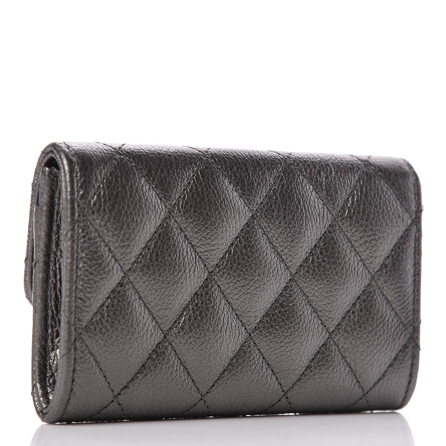 Chanel Metallic Calfskin Quilted Reissue Card Holder Wallet Grey 3 of 8