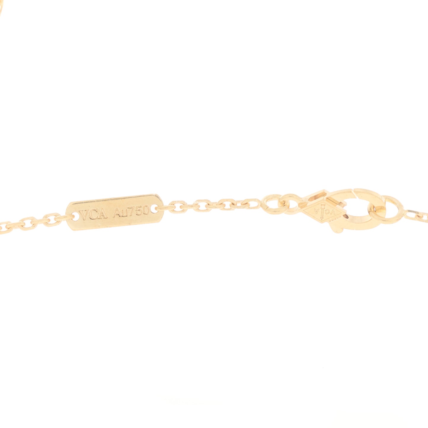 18K Yellow Gold Tiger Eye Vintage Alhambra Pendant Necklace