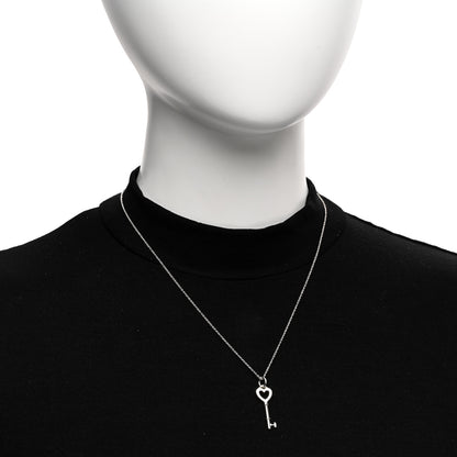 Tiffany Sterling Silver Small Heart Key Pendant Necklace 2 of 4