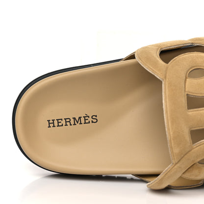Hermes Suede Goatskin Extra Sandals 37.5 Beige Albatre 7 of 9