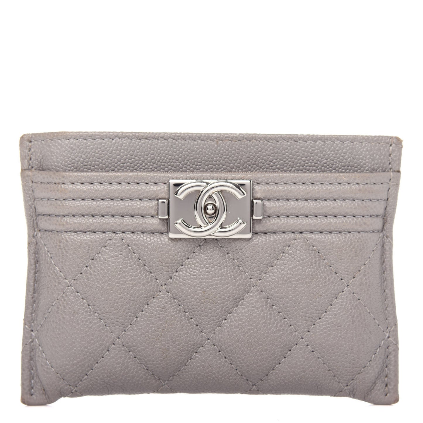 Caviar Quilted Boy Card Holder Grey