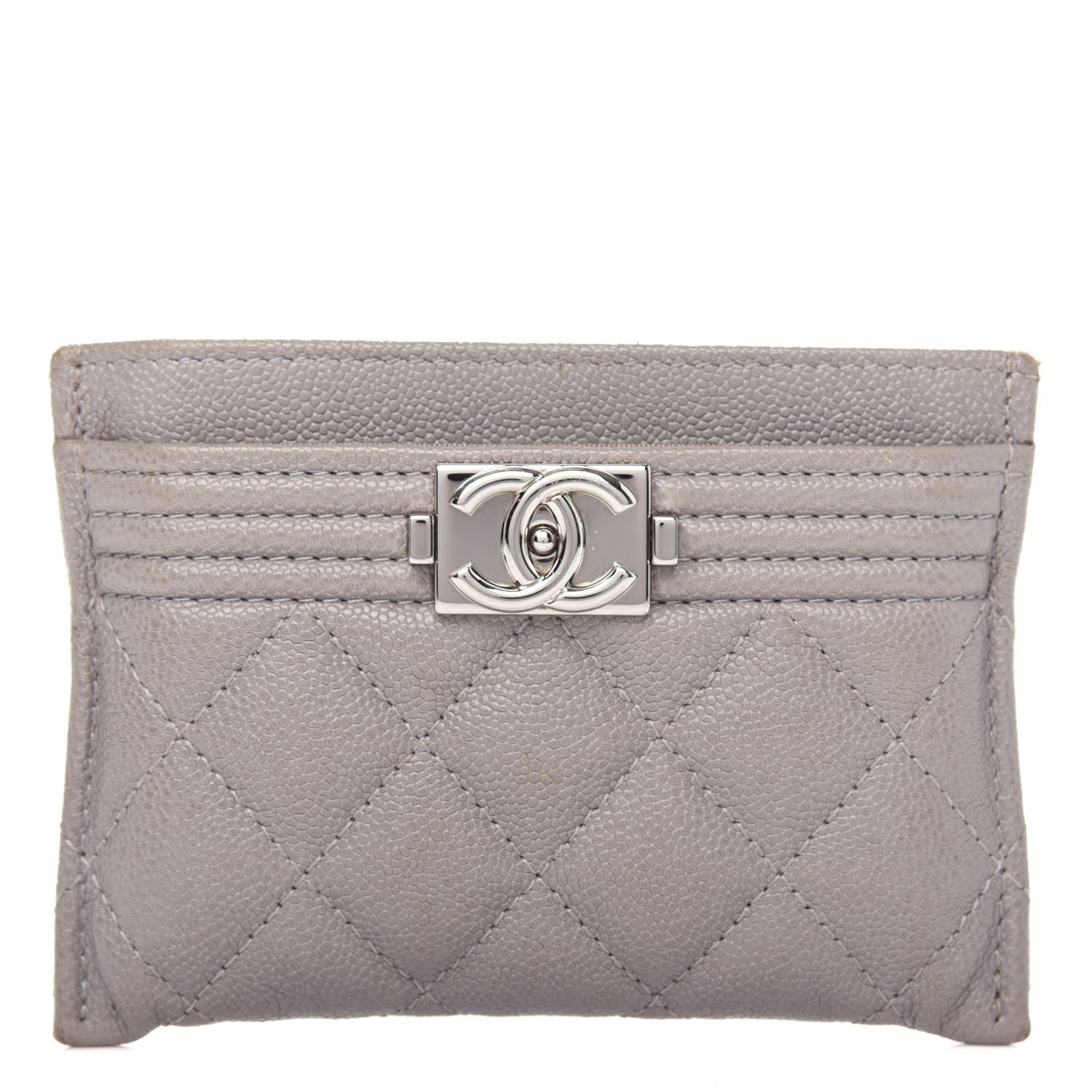 Chanel Caviar Quilted Boy Card Holder Grey 1 of 8