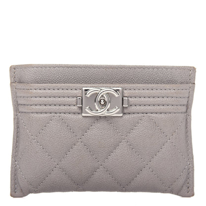 Chanel Caviar Quilted Boy Card Holder Grey 1 of 8