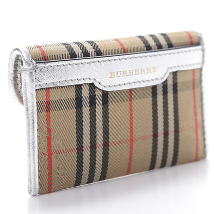 Burberry Smooth Calfskin 1983 Knight Check Envelope Card Case Silver 3 of 7