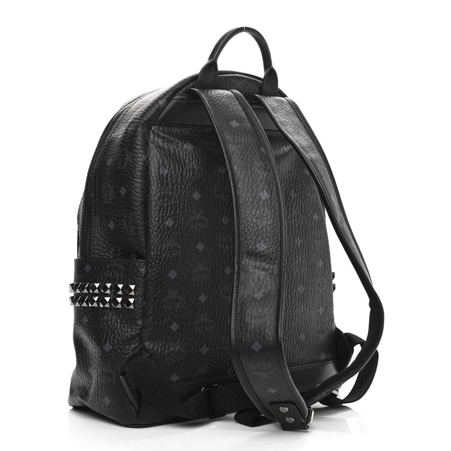 MCM Visetos Medium Side Studs Stark Backpack Black 3 of 9
