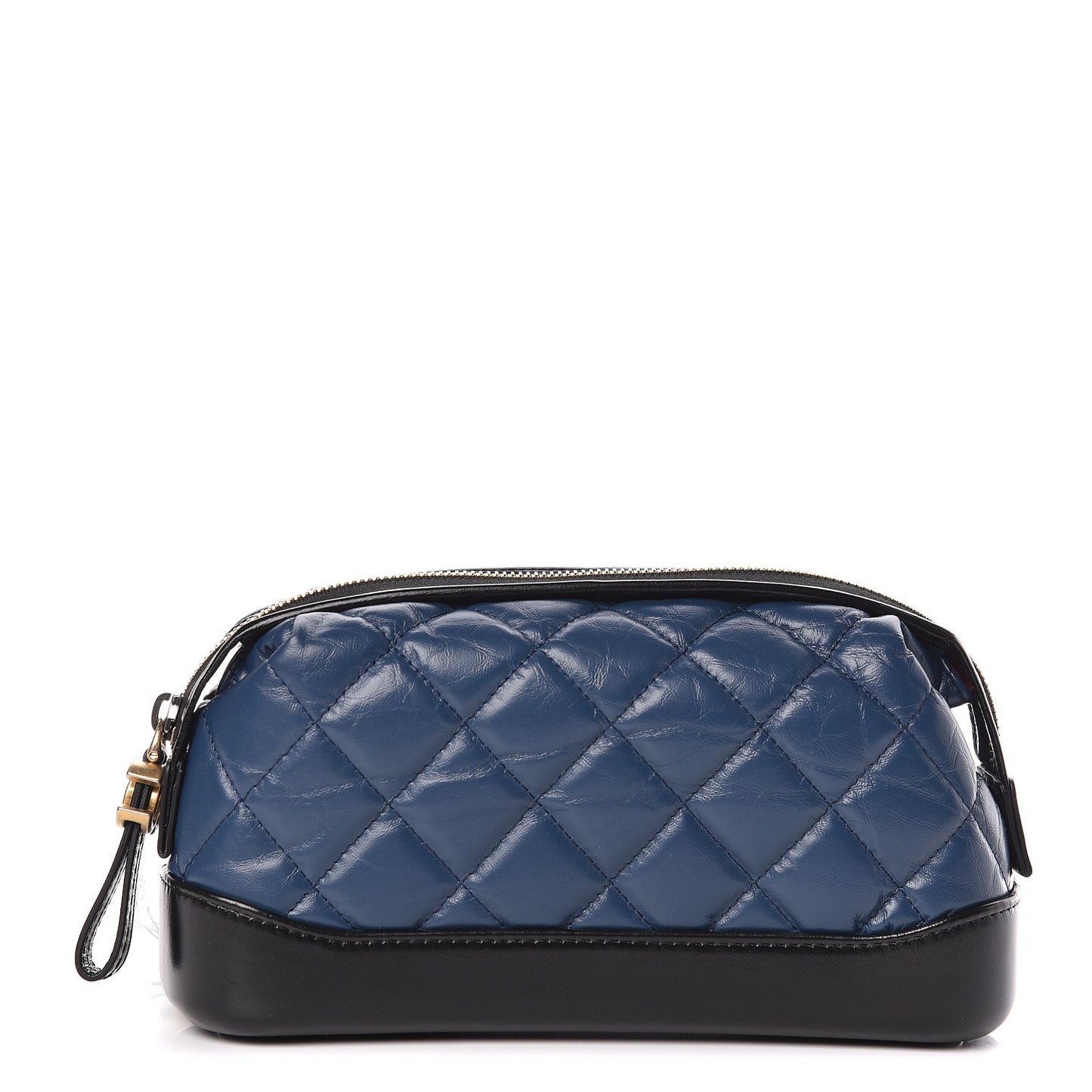 Aged Calfskin Quilted Gabrielle Classic Pouch Blue Black