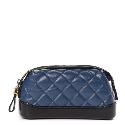 Chanel Aged Calfskin Quilted Gabrielle Classic Pouch Blue Black 1 of 9